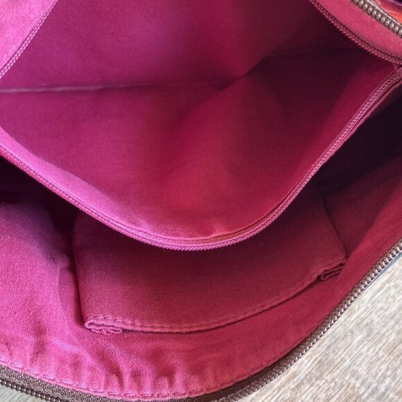 Vintage Fossil Key-Per Coated Leather Orange Tan Star Polka Dot Crossbody Bag - Picture 10 of 14